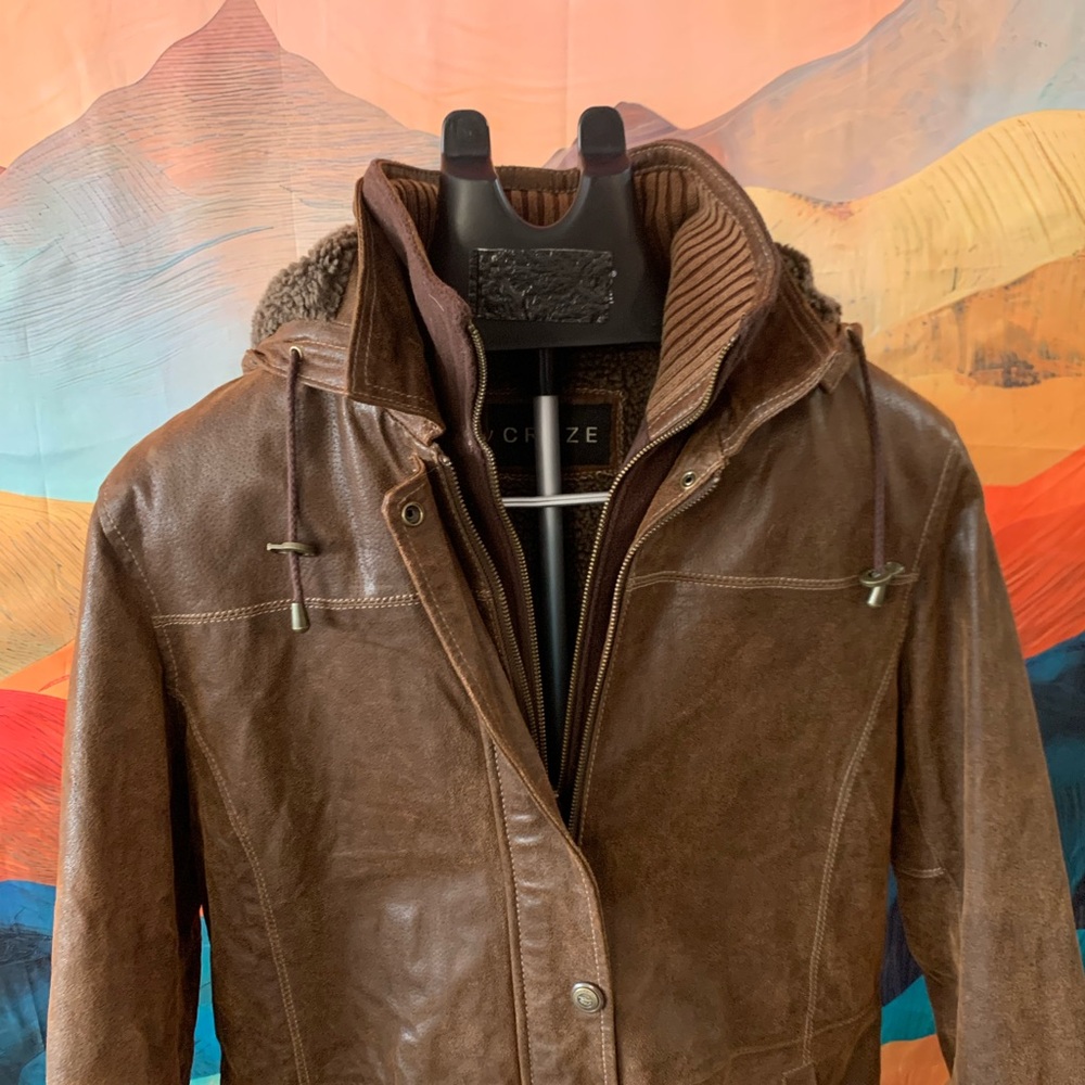 Genuine leather Military Style Ladies lined warm coat jacket